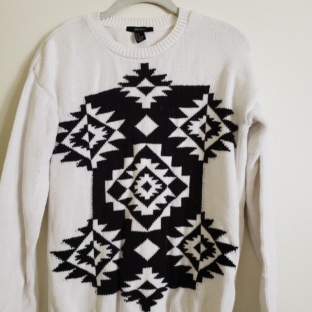 Black & White Forever 21 tribal print sweater